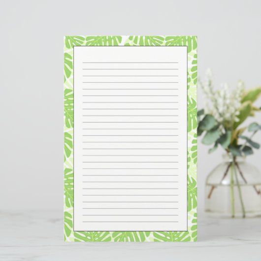 Bladeren van tropisch Plant - Monstera Pattern Briefpapier (Staand voorkant)