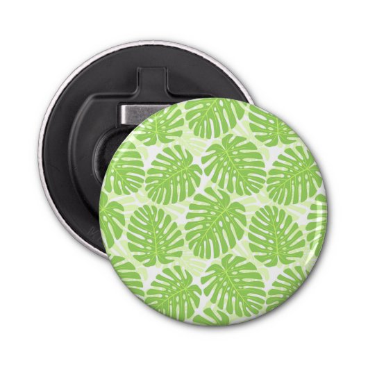Bladeren van tropisch Plant - Monstera Pattern Button Flesopener (Voorkant)