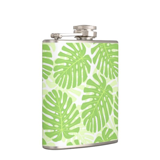 Bladeren van tropisch Plant - Monstera Pattern Heupfles (Rechts)