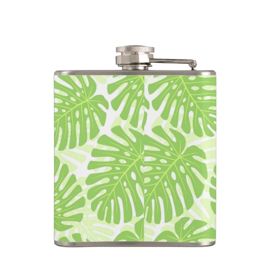 Bladeren van tropisch Plant - Monstera Pattern Heupfles (Achterkant)