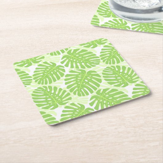 Bladeren van tropisch Plant - Monstera Pattern Kartonnen Onderzetters (Schuin)