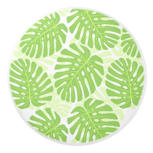 Bladeren van tropisch Plant - Monstera Pattern Keramische Knop (Voorkant)