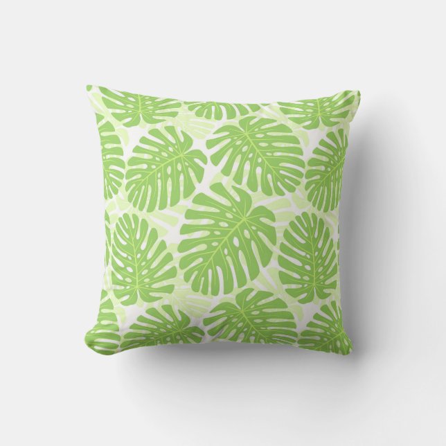 Bladeren van tropisch Plant - Monstera Pattern Kussen (Voorkant)