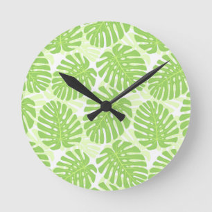 Bladeren van tropisch Plant - Monstera Pattern Ronde Klok