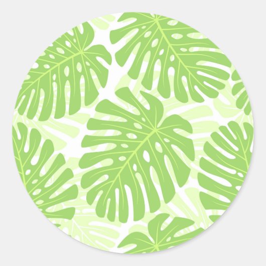Bladeren van tropisch Plant - Monstera Pattern Ronde Sticker (Voorkant)