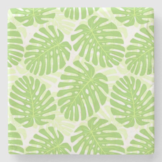 Bladeren van tropisch Plant - Monstera Pattern Stenen Onderzetter (Voorkant)