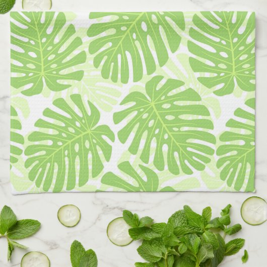 Bladeren van tropisch Plant - Monstera Pattern Theedoek (Gevouwen)