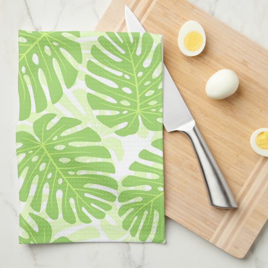 Bladeren van tropisch Plant - Monstera Pattern Theedoek (Quarter Fold)