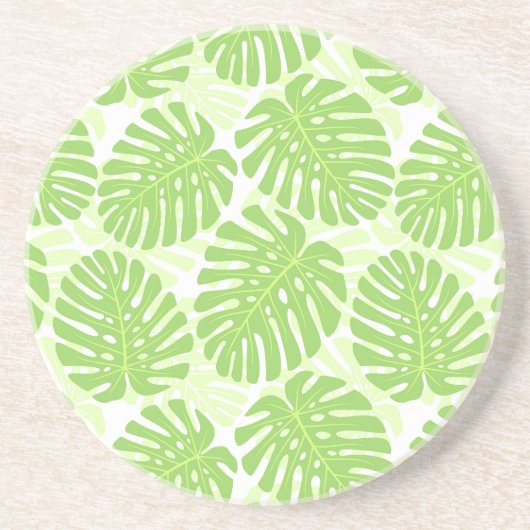 Bladeren van tropisch Plant - Monstera Pattern Zandsteen Onderzetter (Voorkant)