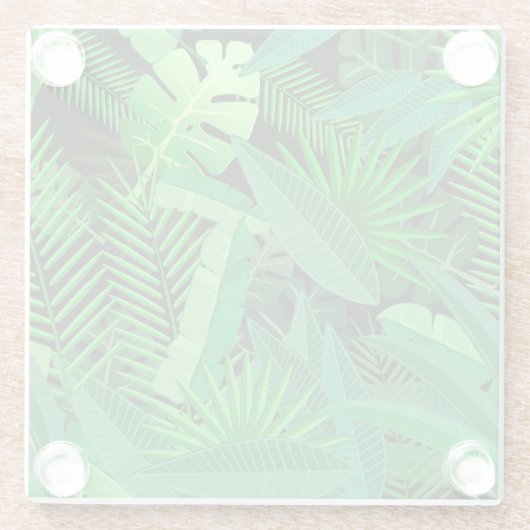 Bladeren van tropische palmbomen glazen onderzetter (Achterkant)