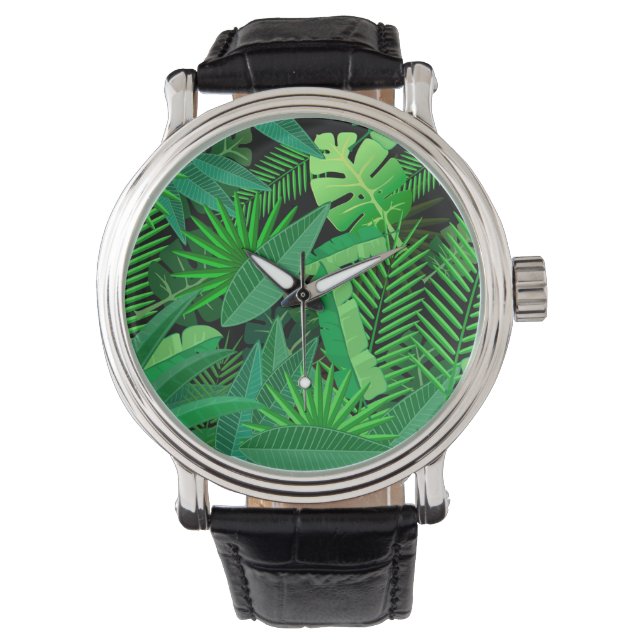 Bladeren van tropische palmbomen horloge (Voorkant)
