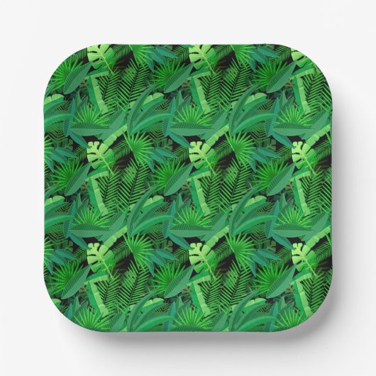Bladeren van tropische palmbomen papieren bordje (Voorkant)
