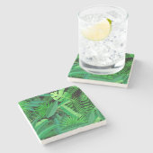 Bladeren van tropische palmbomen stenen onderzetter (Zijkant)