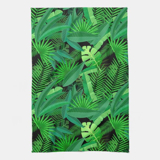 Bladeren van tropische palmbomen theedoek (Verticaal)