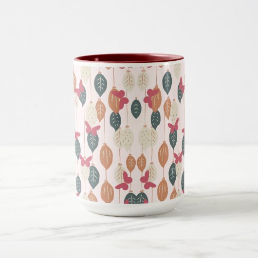 Bladeren & vlinders patroon Boho Mok (Midden)