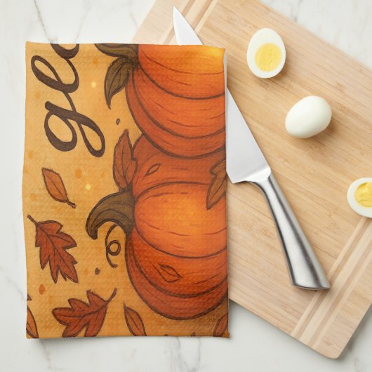 Bladeren Whisper Pompoenen Glow - Herfst Herfst Ke Theedoek (Quarter Fold)