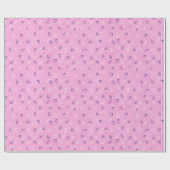 Bladeren Witte Paarse contouren, roze inpakpapier (Vlak)