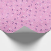 Bladeren Witte Paarse contouren, roze inpakpapier (Hoek)