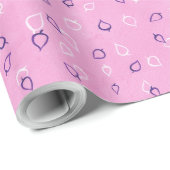 Bladeren Witte Paarse contouren, roze inpakpapier (Rol Hoek)