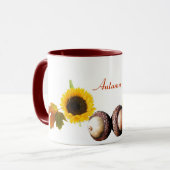 Bladeren, zuren en zonnebloemen mok (Voorkant links)