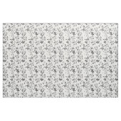 Bladeren Zwart op Witte Bloemen Stof 2 (Yard (91,4 cm))