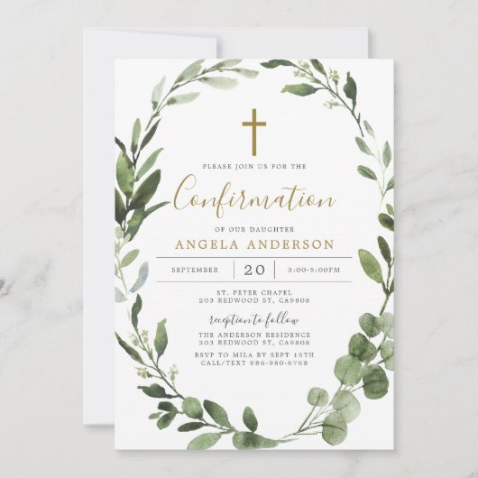 Bladergroen Bevestiging Uitnodiging (Voorkant)