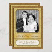 Bladerig gouden damast (50e) verjaardagsuitnodigin kaart (Voorkant / Achterkant)