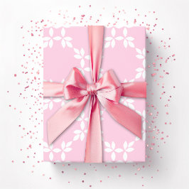 Bladerig Raster in Roze Cadeaupapier