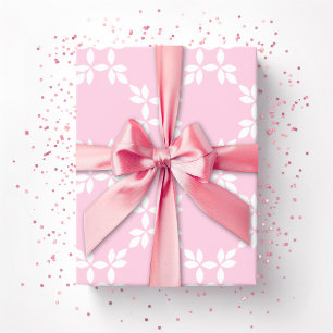 Bladerig Raster in Roze Cadeaupapier