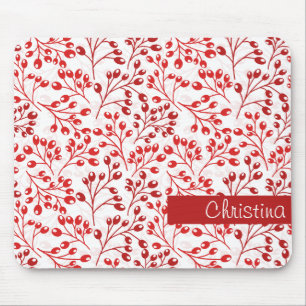 Bladerig Rood Patroon Moderne Elegante Aangepaste  Muismat