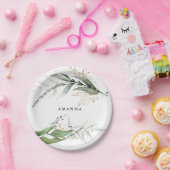 Bladerige botanische eucalyptus moderne groenblijv papieren bordje (Feest)