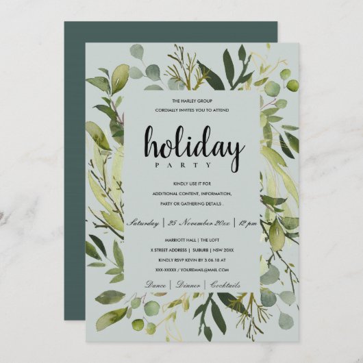 BLADERIGE FRAME GROEN GRIJS BEDRIJF FEESTPARTY KAART (Voorkant / Achterkant)