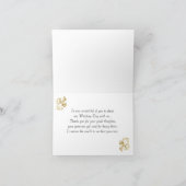 Bladerige gouden krullen, blauwe damast Dank je we Bedankkaart (Binnen)