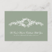Bladerige krans Details Elegante Sage Green bruilo Informatiekaartje (Voorkant)