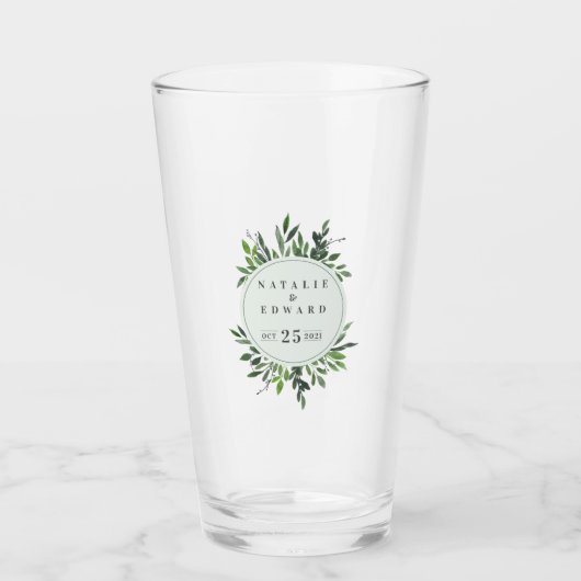 Bladerige waterverf geometrisch groen elegant glas (Voorkant)