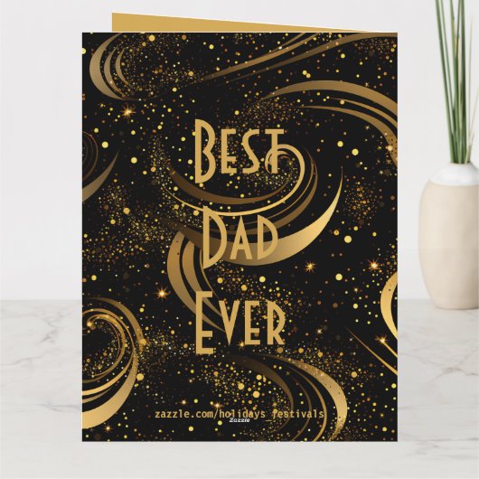 Bladerige wervelingen Modern Script Happy Fathers  Kaart (Achterkant)