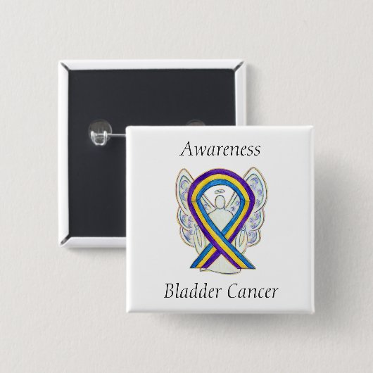 Bladerkanker enenengels lintjes vierkante button 5,1 cm (Voorkant /achterkant)