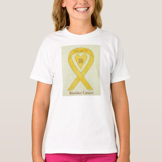 Bladerkanker Geel bewustzijn Ribbon Heart Shirt (Voorkant)