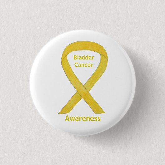 Bladerkanker - Gele bewustwording - Button met lin (Voorkant)