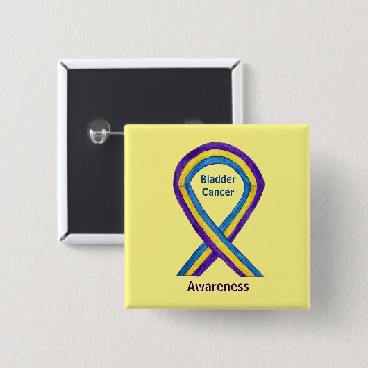 Bladerkanker Stripes Awareness Ribbon Button (Voorkant /achterkant)