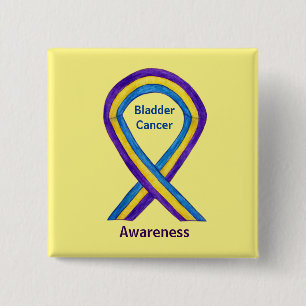 Bladerkanker Stripes Awareness Ribbon Button