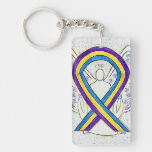 Bladerkankerbewustzijnsketen - engel-sleutelketen sleutelhanger (Voorkant)