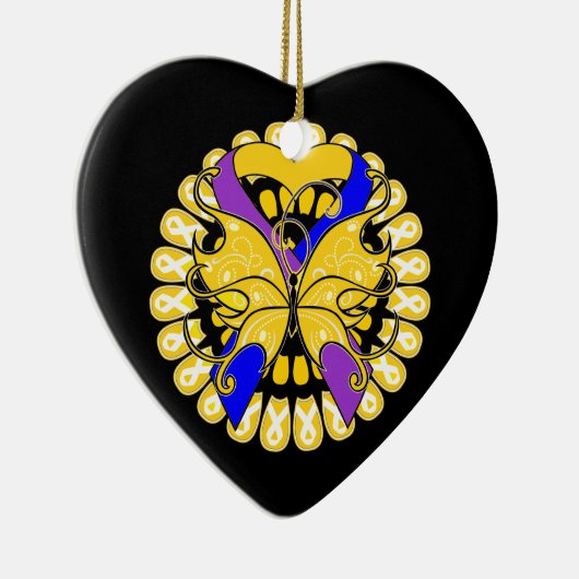 Bladerkankervlinder - Heart Ribbon Keramisch Ornament (Rechts)