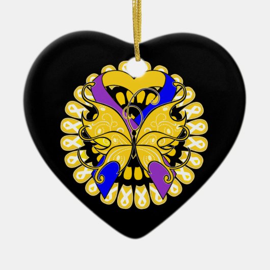 Bladerkankervlinder - Heart Ribbon Keramisch Ornament (Voorkant)