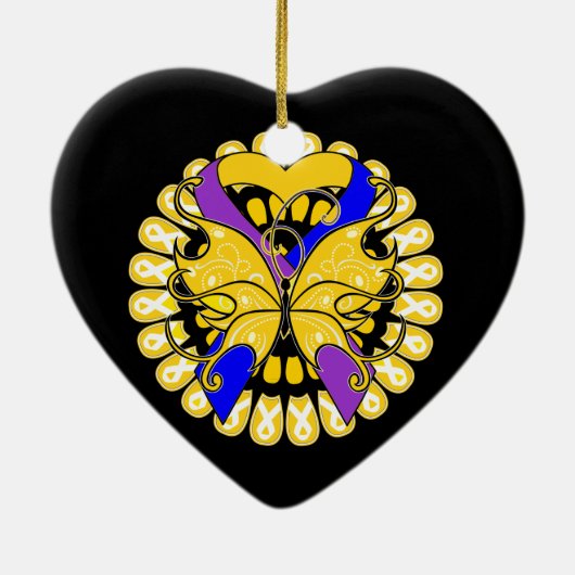 Bladerkankervlinder - Heart Ribbon Keramisch Ornament (Achterkant)