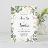 Bladerkrans Eucalyptus bruiloft Kaart (Staand voorkant)