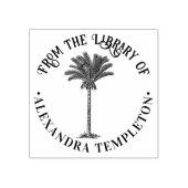 Bladerrijke Dadelpalm Boom Bibliotheek Boeknaam Rubberstempel (Afrduk)