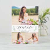 Bladerrijke Lauweren Afstudeer Multi-Foto Aankondi Aankondiging (Staand voorkant)