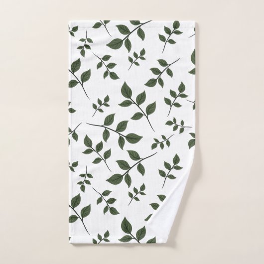 Bladertakken met groene bladeren op wit bad handdoek (Handdoek)