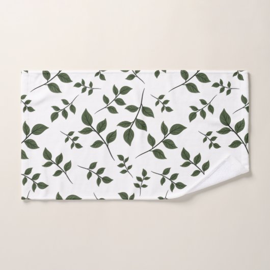 Bladertakken met groene bladeren op wit bad handdoek (Handdoek)